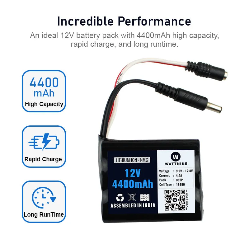 12V 4400mAh Lithium ion Battery with 1 year Warranty