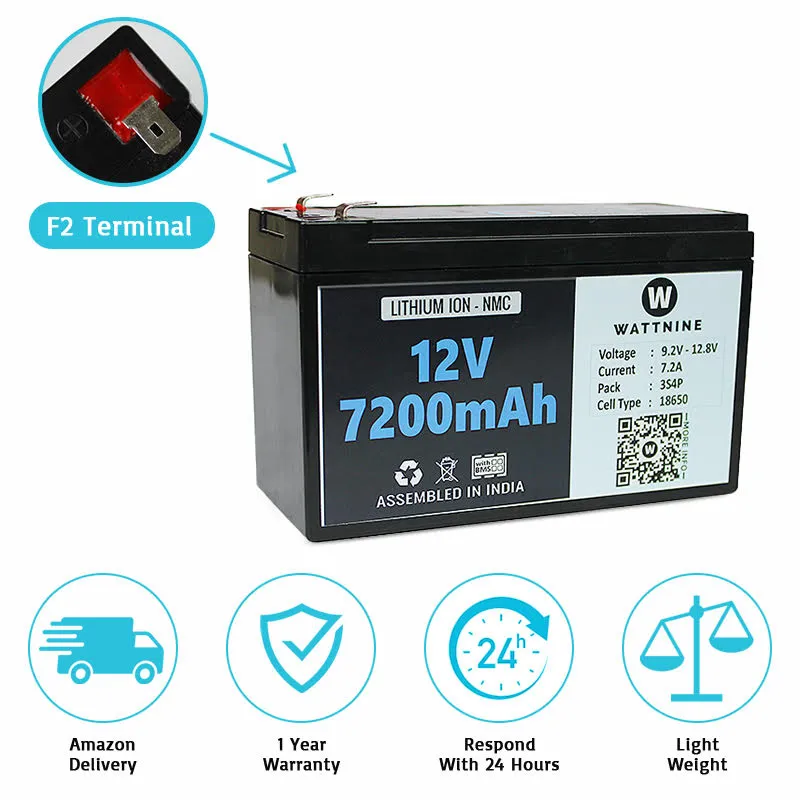 12v 7.2Ah Li-ion Battery Pack with 1 Year Warranty - Plastic Enclosure