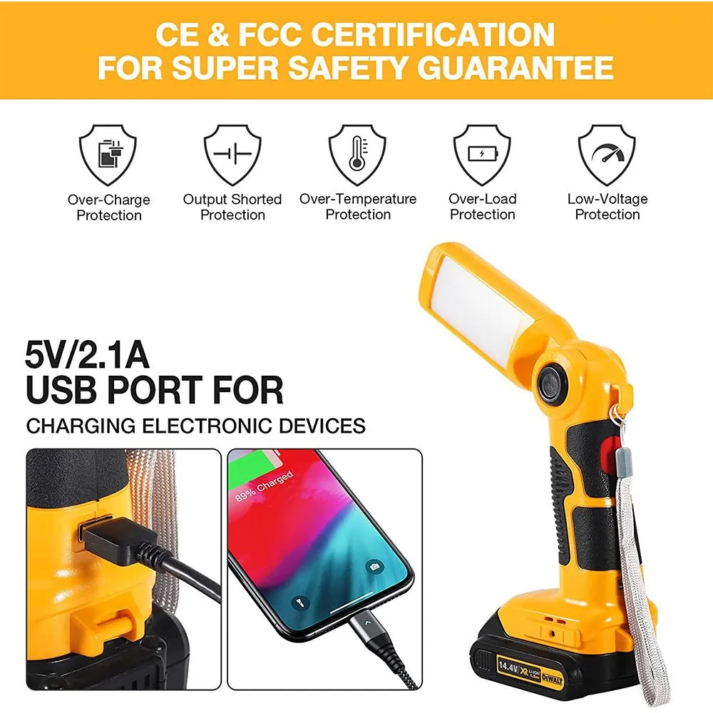 12W 1000LM 20v Led Work Light Powered by Dewalt 20v Lithium Ion Batteries