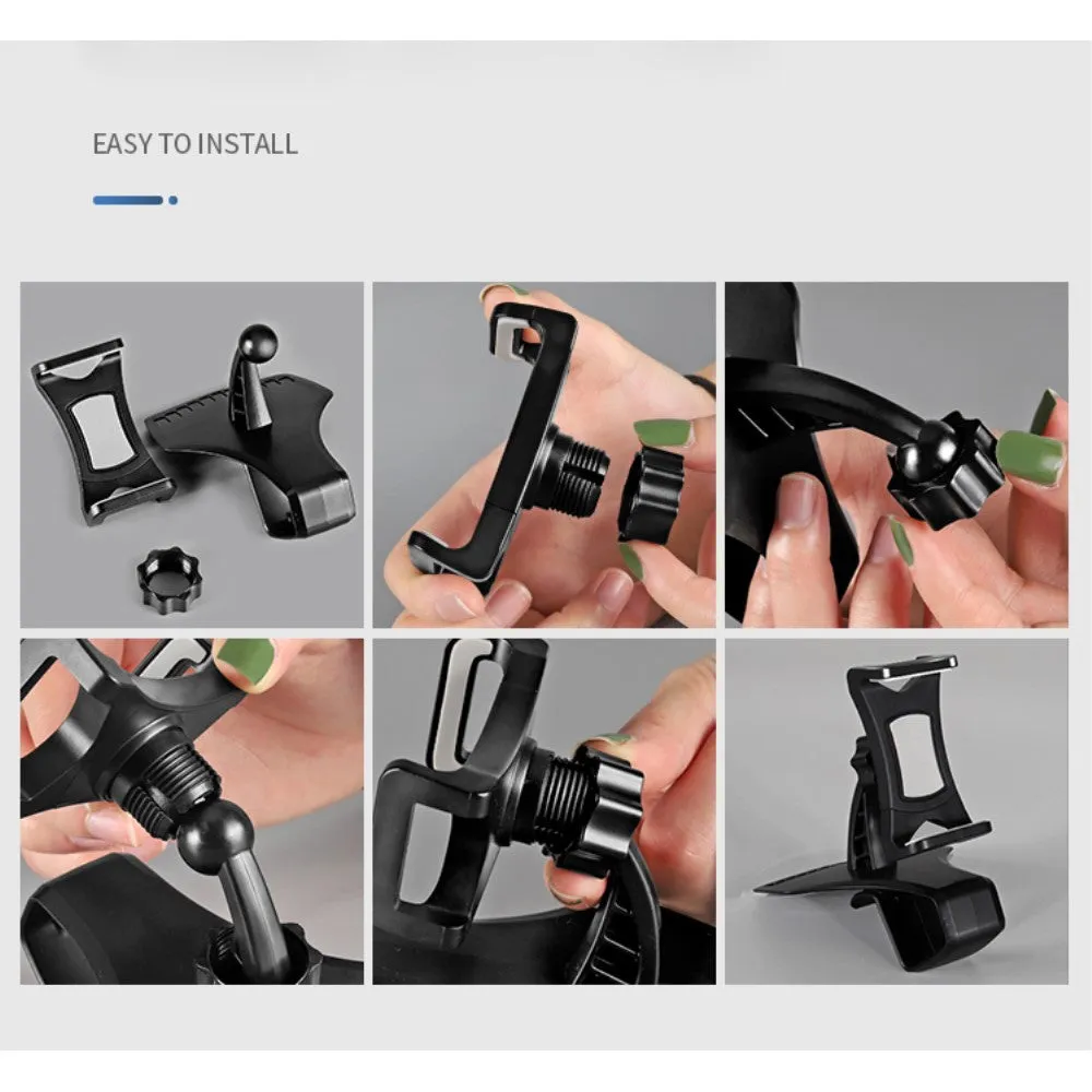 3 in 1 Car GPS Smartphone Holder: Dashboard / Visor Clamp   AC Grid Clip for Alcatel OT-690 - Black