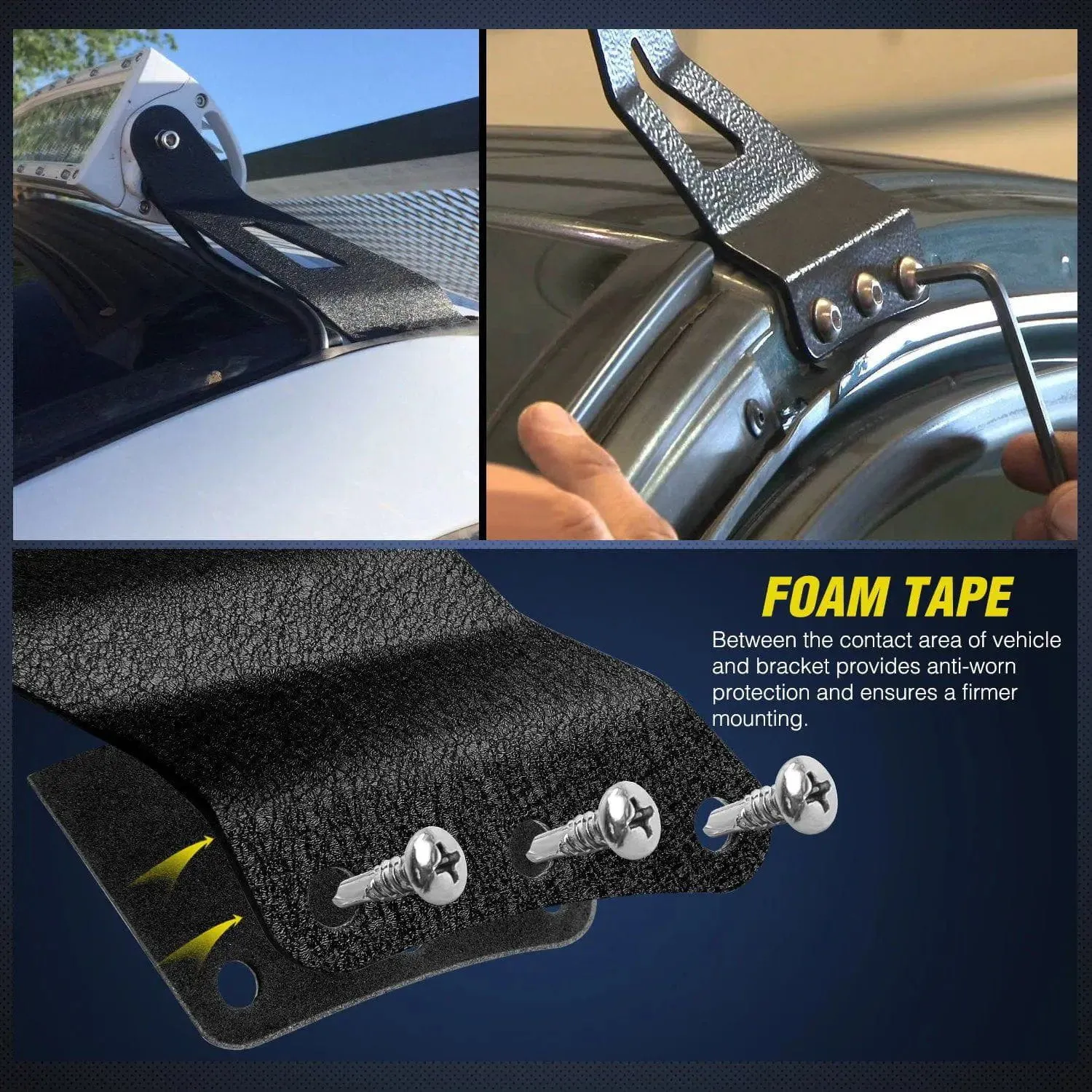 50 Inch Curved Light Bar Bracket at Upper Windshield Roof Cab for 1999-2006 Chevy Silverado Suburban Avalanche Tahoe & GMC Yukon Sierra (Pair)