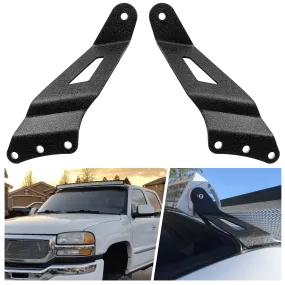 50 Inch Curved Light Bar Bracket at Upper Windshield Roof Cab for 1999-2006 Chevy Silverado Suburban Avalanche Tahoe & GMC Yukon Sierra (Pair)
