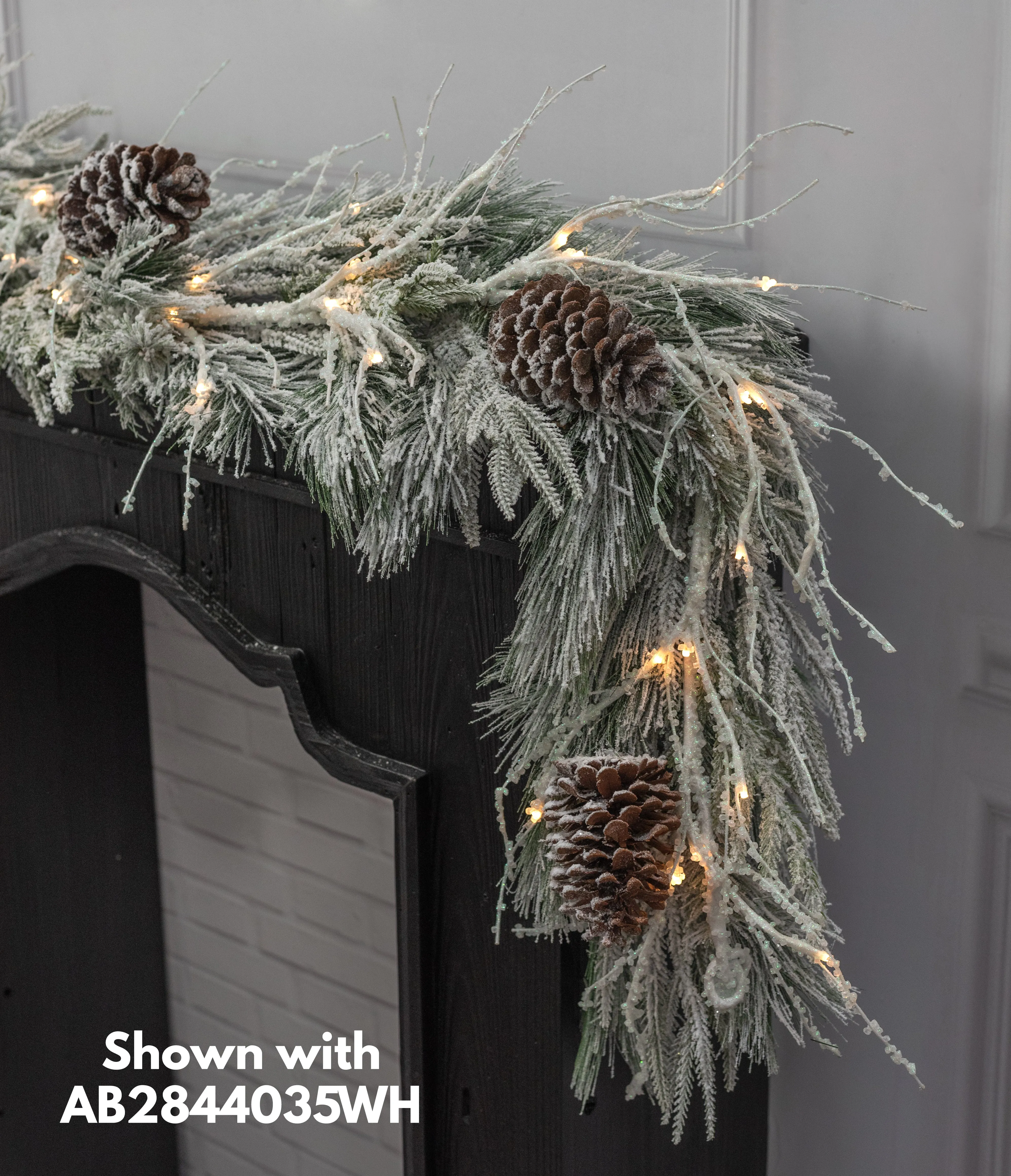 6' Lighted White Iced Branches Garland (48 LEDs)