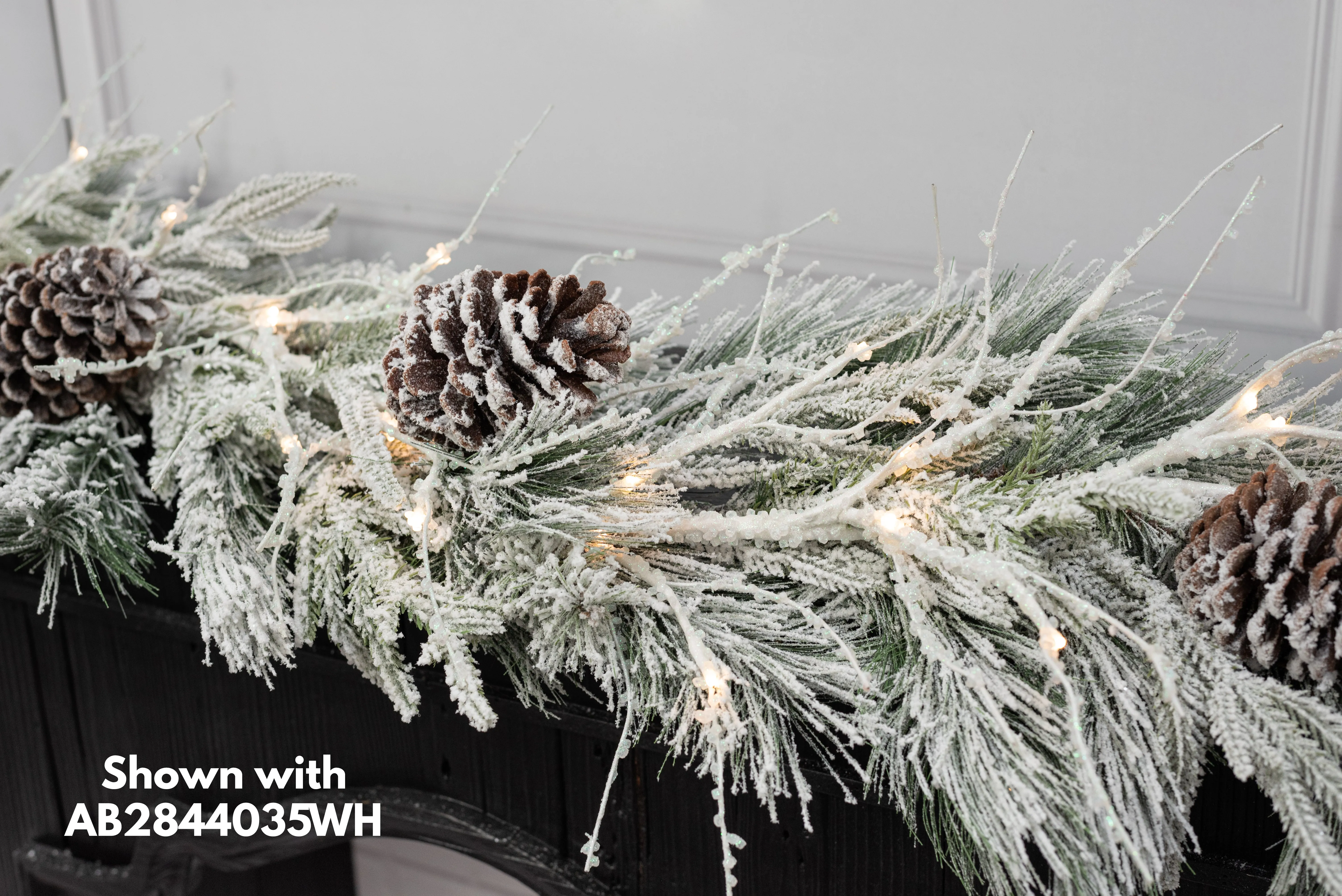 6' Lighted White Iced Branches Garland (48 LEDs)