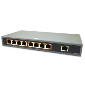 8 Port Unmanaged Gigabit Ethernet PoE Switch and Uplink Port, 10/100/1000Mbps