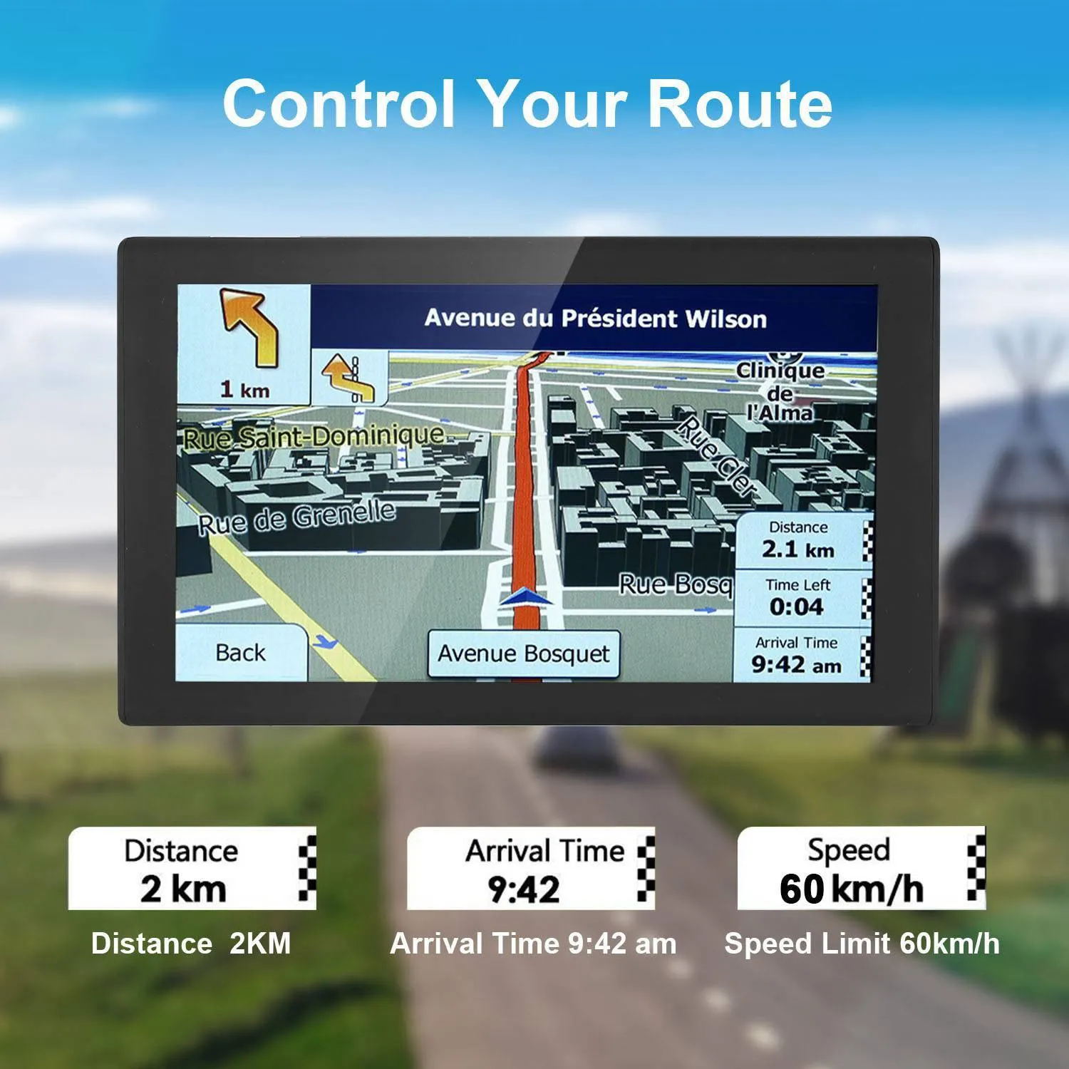 9" Car GPS Navigation - 8GB Touch Screen Vehicle Navigator