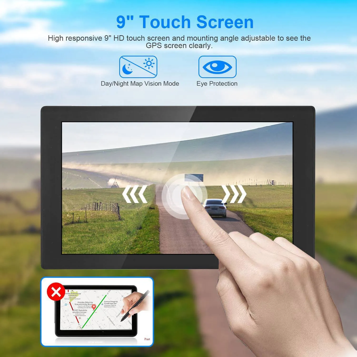9" Car GPS Navigation - 8GB Touch Screen Vehicle Navigator
