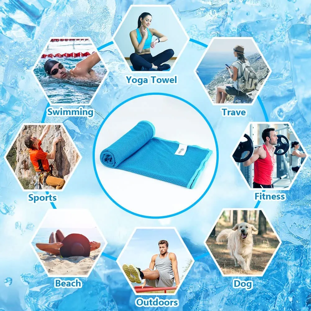 AIDEA Cooling Towel(12.5" x39.5")-4PK, Microfiber Cooling Towel, Ice Towel, Instant Chill Cooling Cloth as Chilly Cool Towel for Yoga, Sport, Gym, Workout, Camping, Fitness, Running, Workout