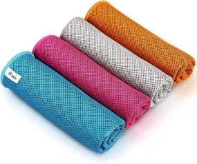 AIDEA Cooling Towel(12.5" x39.5")-4PK, Microfiber Cooling Towel, Ice Towel, Instant Chill Cooling Cloth as Chilly Cool Towel for Yoga, Sport, Gym, Workout, Camping, Fitness, Running, Workout