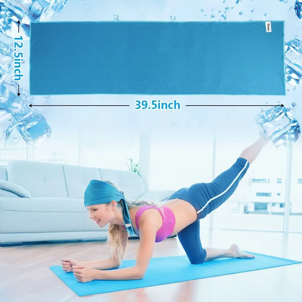 AIDEA Cooling Towel(12.5" x39.5")-4PK, Microfiber Cooling Towel, Ice Towel, Instant Chill Cooling Cloth as Chilly Cool Towel for Yoga, Sport, Gym, Workout, Camping, Fitness, Running, Workout