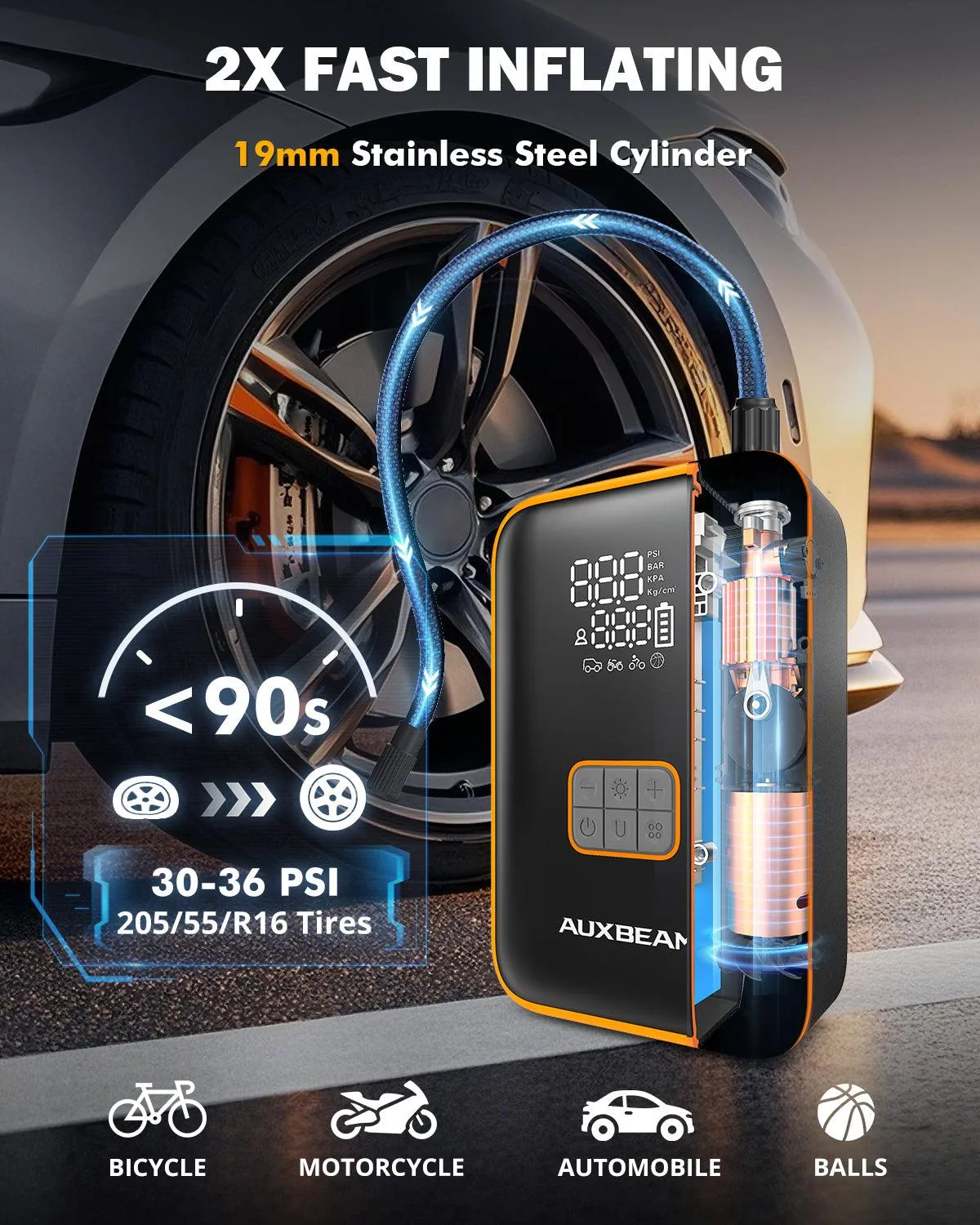 🆕AJ3000 Series 3000A Jump Starter with Air Compressor 120PSI Tire Inflator For 8L Gas/ 6L Diesel Engine