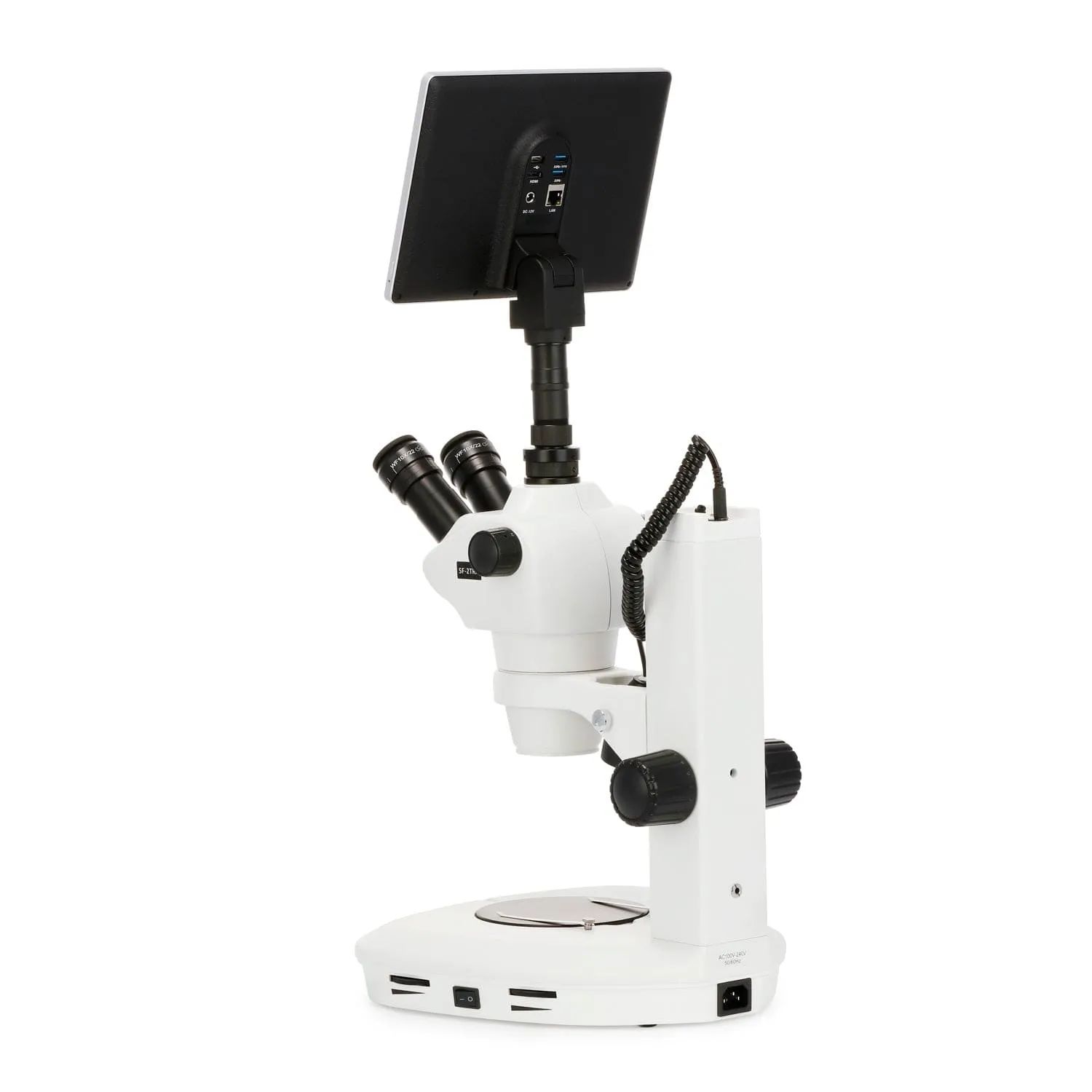 AmScope SF-2 Series Trinocular Stereo Microscope   Dual-illumination   Track-stand  10.5" Touchscreen 8MP Imaging System