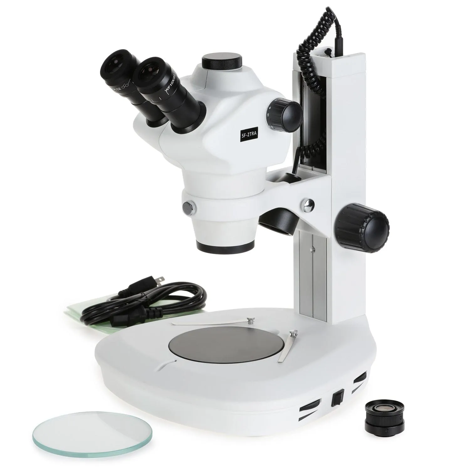 AmScope SF-2 Series Trinocular Stereo Microscope on Track-stand on Track Stand with Dual-illumination and 9.7" Touchscreen Imaging System