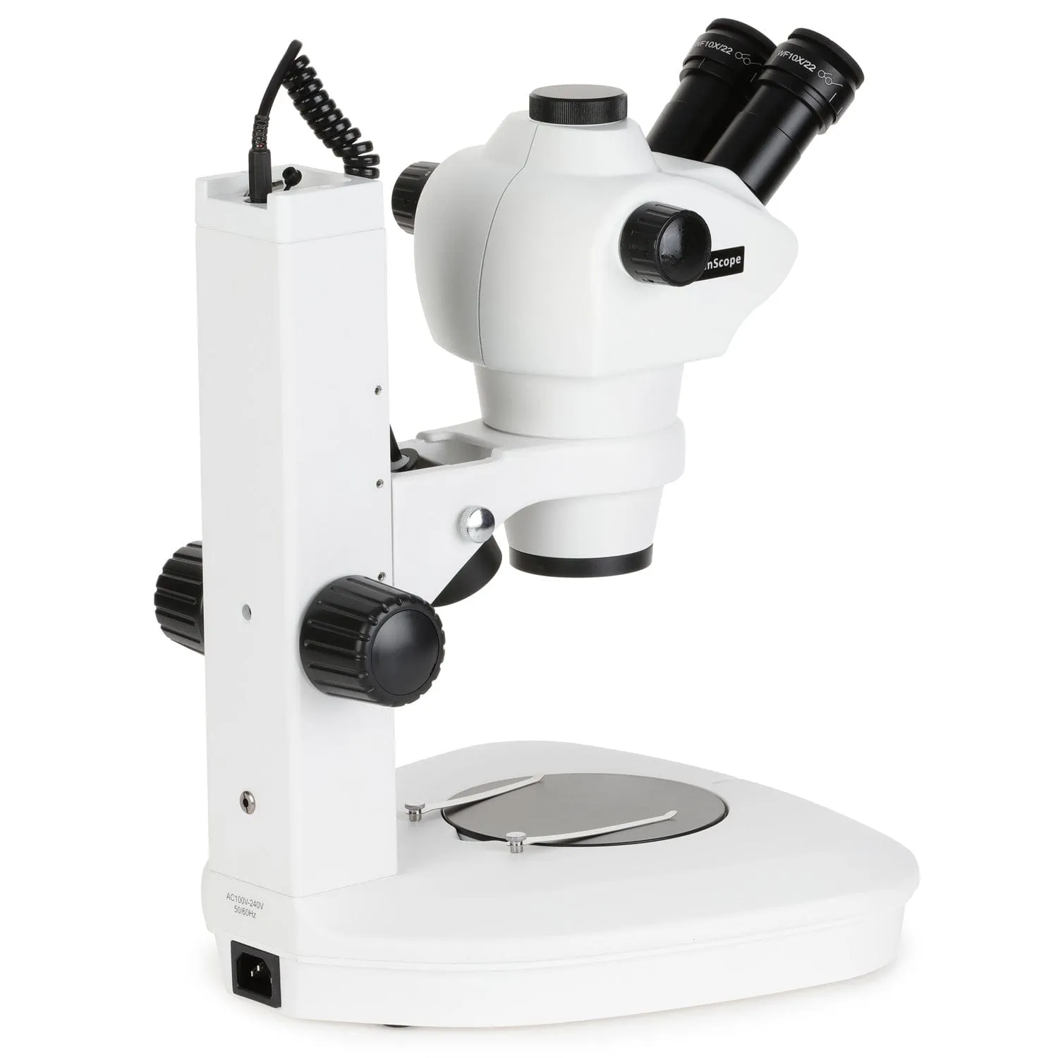 AmScope SF-2 Series Trinocular Stereo Microscope on Track-stand on Track Stand with Dual-illumination and 9.7" Touchscreen Imaging System