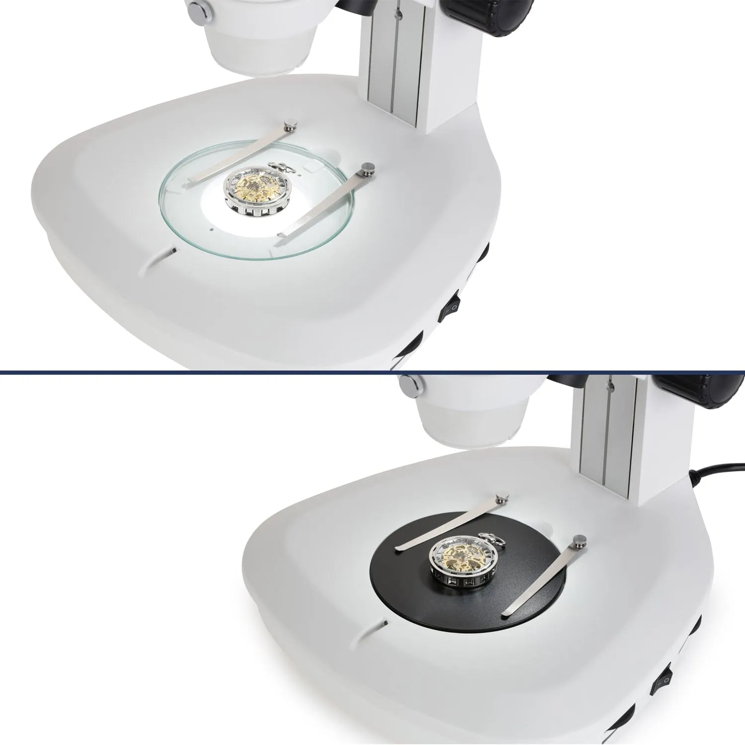 AmScope SF-2 Series Trinocular Stereo Microscope on Track-stand on Track Stand with Dual-illumination and 9.7" Touchscreen Imaging System