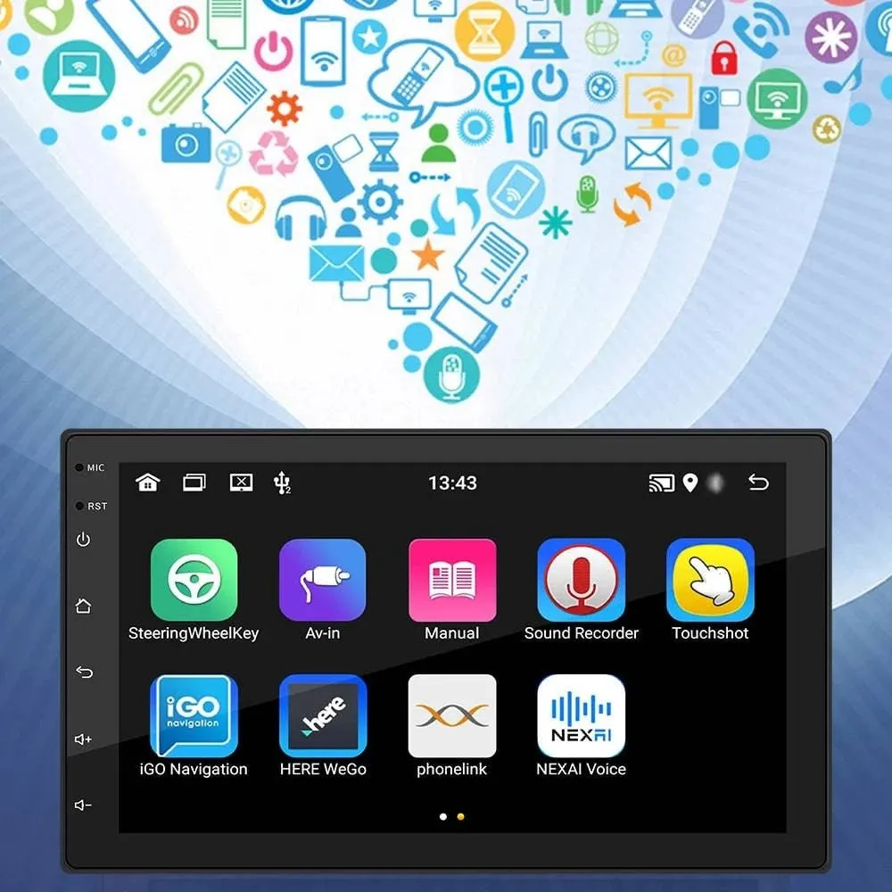 Android 11 Car Stereo Double Din GPS Navigation FM Radio with 7 Inch Touchscreen Support WIFI/AUX/U-Disk with Reverse Camera