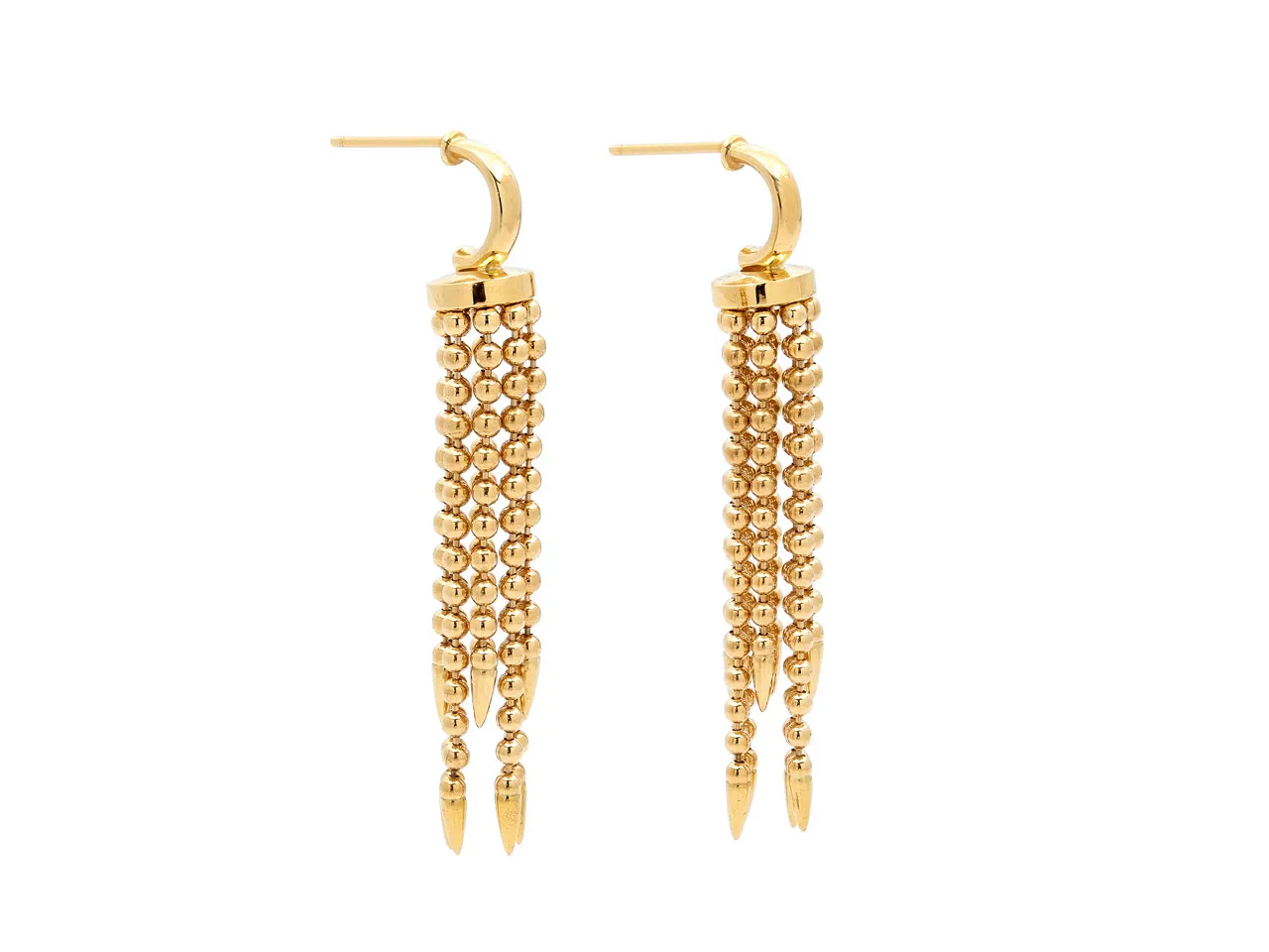 Beaded Tassel Earrings in 18K Gold