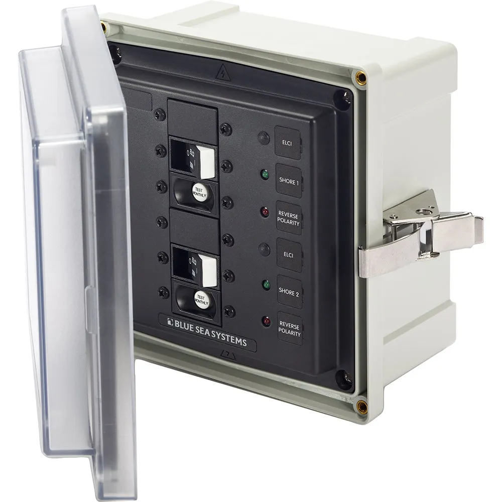 Blue Sea Panel Enclosure Dual 120v AC 30A ELCI Main Surface Mount System