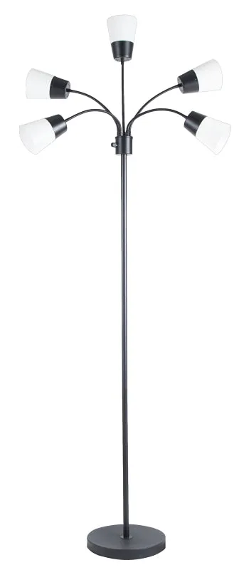 Boston Harbor LED Floor Lamp, 5 Heads, Black Finish :EA: QUANTITY: 1