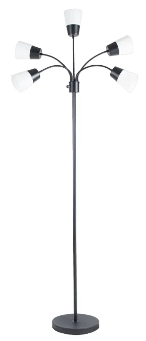 Boston Harbor LED Floor Lamp, 5 Heads, Black Finish :EA: QUANTITY: 1