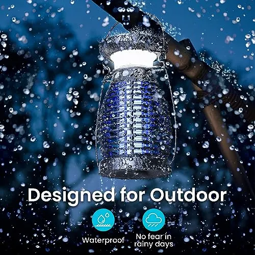 Burlan Solar Bug Zapper Outdoor & Indoor, Cordless Mosquito Zapper Rechargeable Waterproof Fly Zapper for Camping, Home, Patio, Backyard, Kitchen