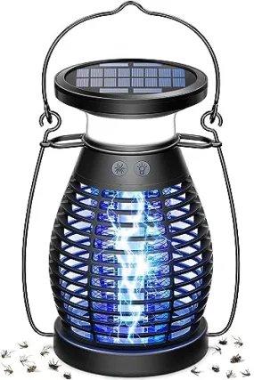 Burlan Solar Bug Zapper Outdoor & Indoor, Cordless Mosquito Zapper Rechargeable Waterproof Fly Zapper for Camping, Home, Patio, Backyard, Kitchen