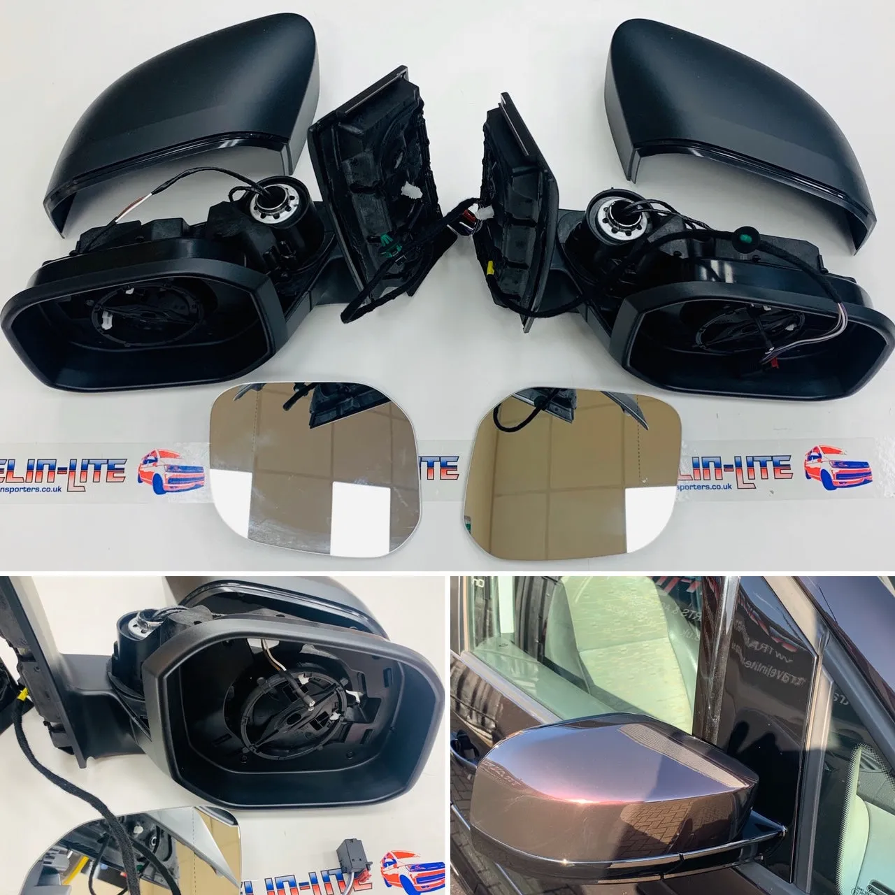 Caddy Life Aftermarket wing mirrors upgrade (fits 2004 onwards) electric heated gloss black mirror covers