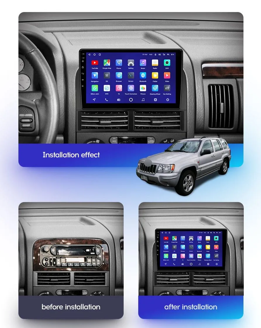 Car Dealz 10.2" Android 10.0 For Jeep Grand Cherokee II WJ 1998 - 2004 In Dash Plus OEM Fascia