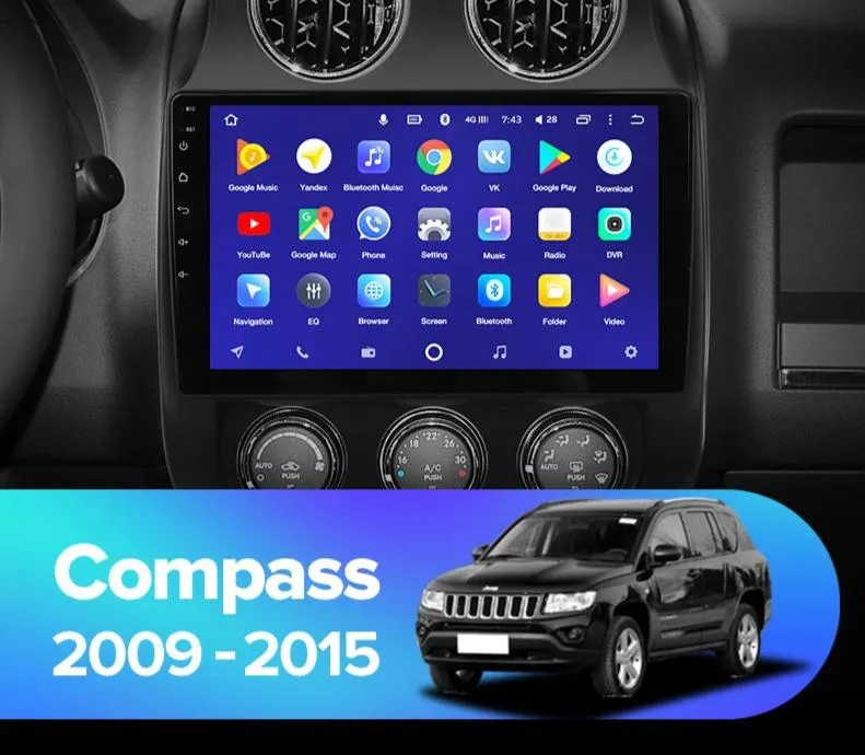 Car Dealz 10.2" Android 10.0 Jeep Compass 1 MK 2009-2015 In Dash Plus OEM Fascia