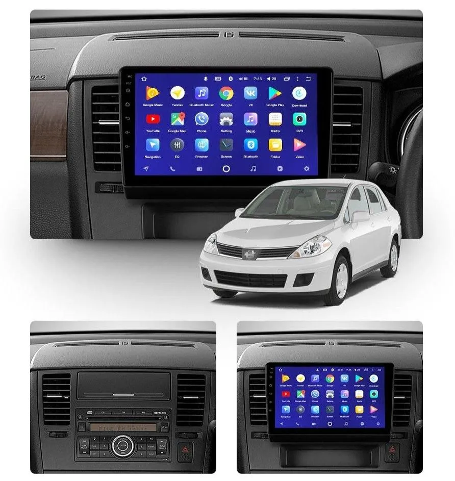 Car Dealz 10.2" Android 10.0 Nissan Tiida C11 2004 - 2013 In Dash Plus OEM Fascia