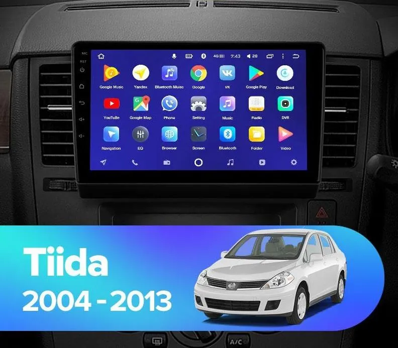 Car Dealz 10.2" Android 10.0 Nissan Tiida C11 2004 - 2013 In Dash Plus OEM Fascia