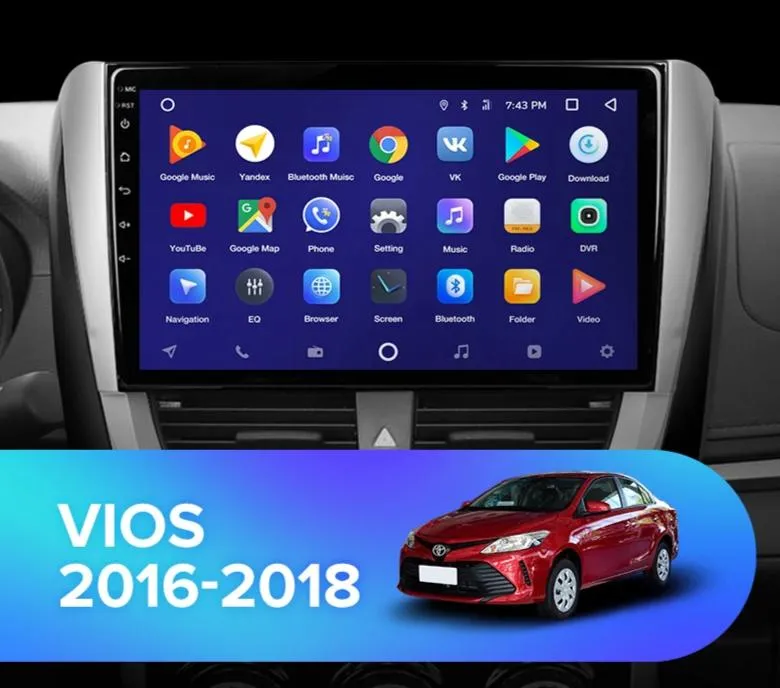 Car Dealz 10.2" Android 10.0 Toyota VIOS 2016-2018 Ver.2 In Dash Plus OEM Fascia