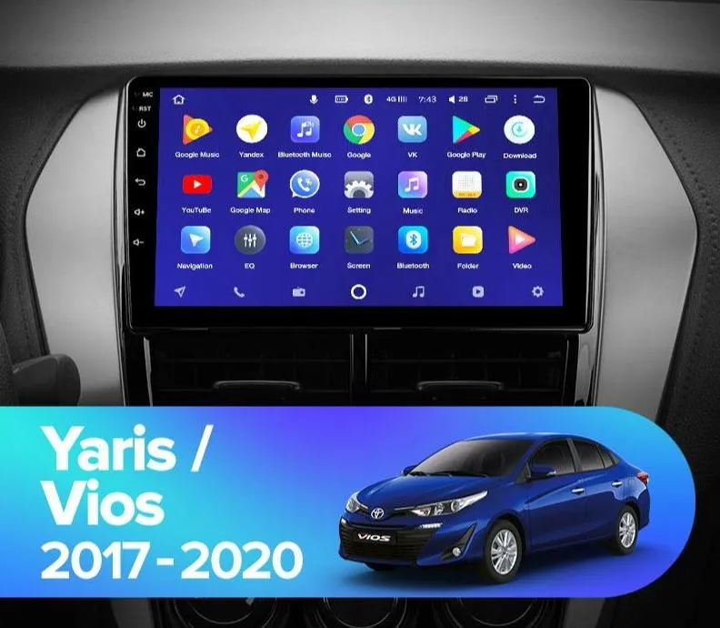 Car Dealz 10.2" Android 10.0 Toyota Yaris Vios 2017-2020 In Dash Plus OEM Fascia