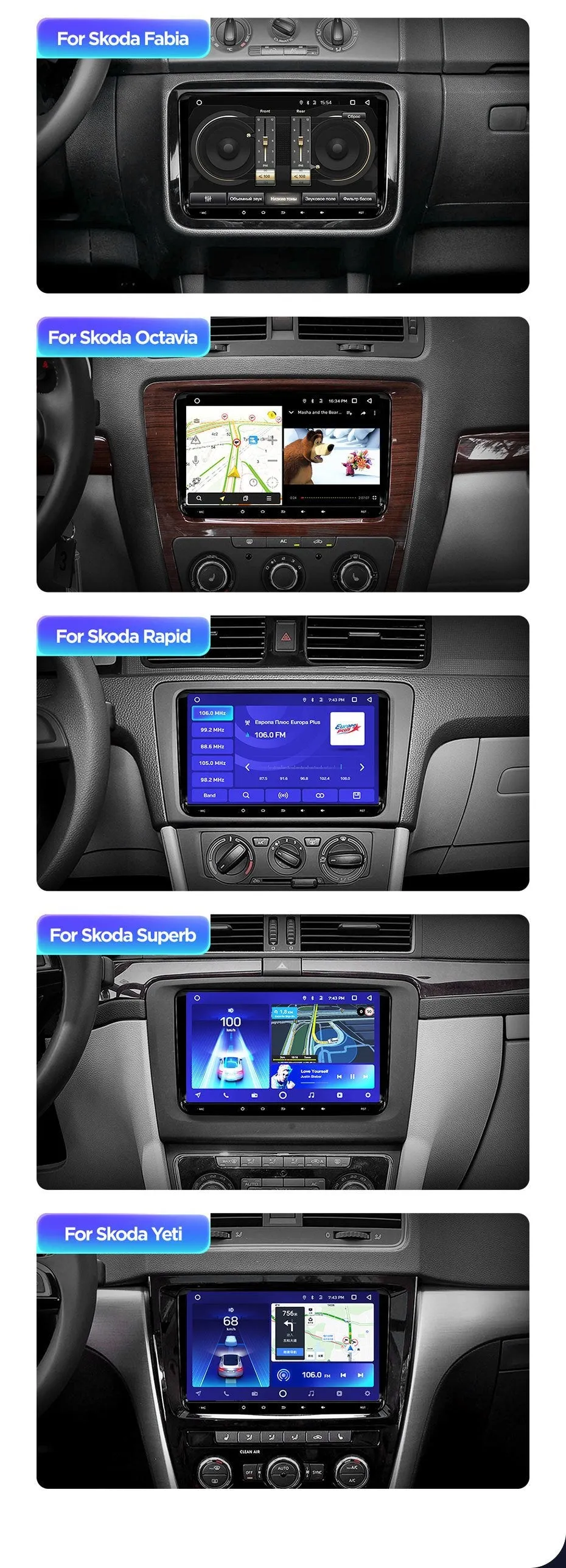 Car Dealz 9" Android 10.0 Universal VW Volkswagen Head Unit In Dash Plus OEM Fascia