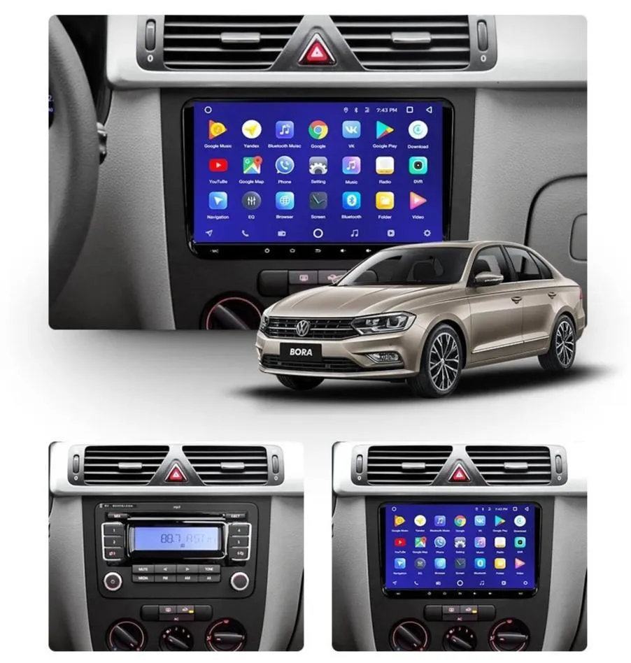 Car Dealz 9" Android 10.0 Volkswagen Bora 2008-2012 w CAM In Dash Plus OEM Fascia
