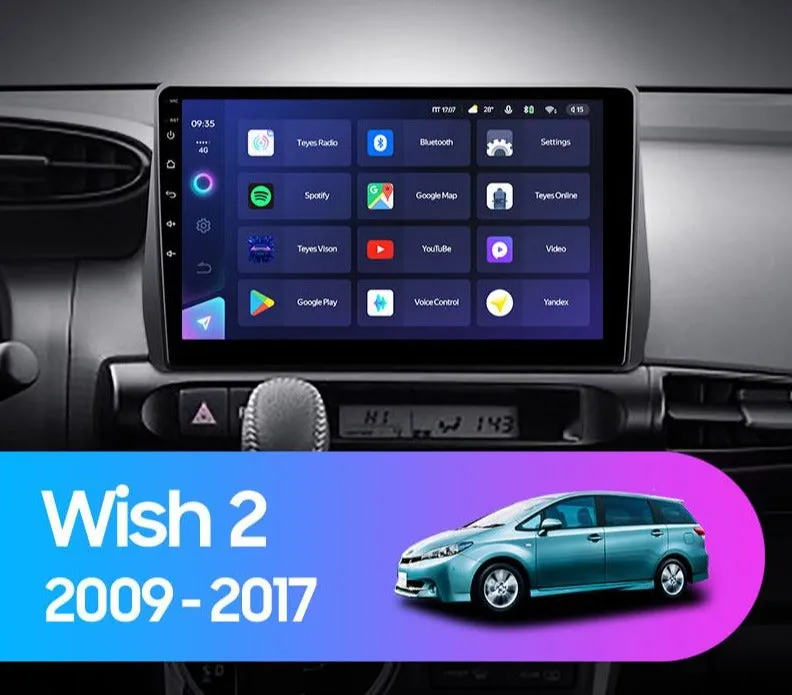 Car Dealz Elite 4G Data Model 10.2" Android 12.0 For Toyota Wish 2 II XE20 2009 - 2017 In Dash Plus OEM Fascia