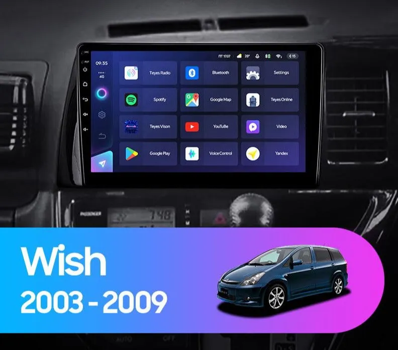 Car Dealz Elite 4G Data Model 10.2" Android 12.0 For Toyota Wish XE10 2003 - 2009 In Dash Plus OEM Fascia