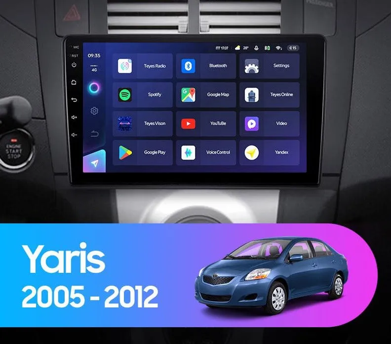 Car Dealz Elite 4G Data Model 10.2" Android 12.0 For Toyota Yaris XP90 2005 - 2012 In Dash Plus OEM Fascia