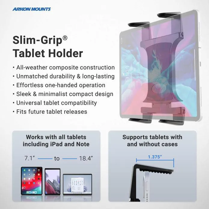 Car or Truck Seat Rail Universal Slim-Grip® Tablet Mount with 28 inch Gooseneck