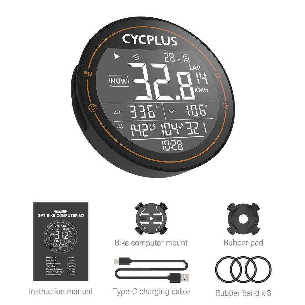CYCPLUS M2 Wireless Bike Computer GPS Speedometer BT ANT  Cycling Computer Waterproof with Cadence Sensor Heart Rate Monitor