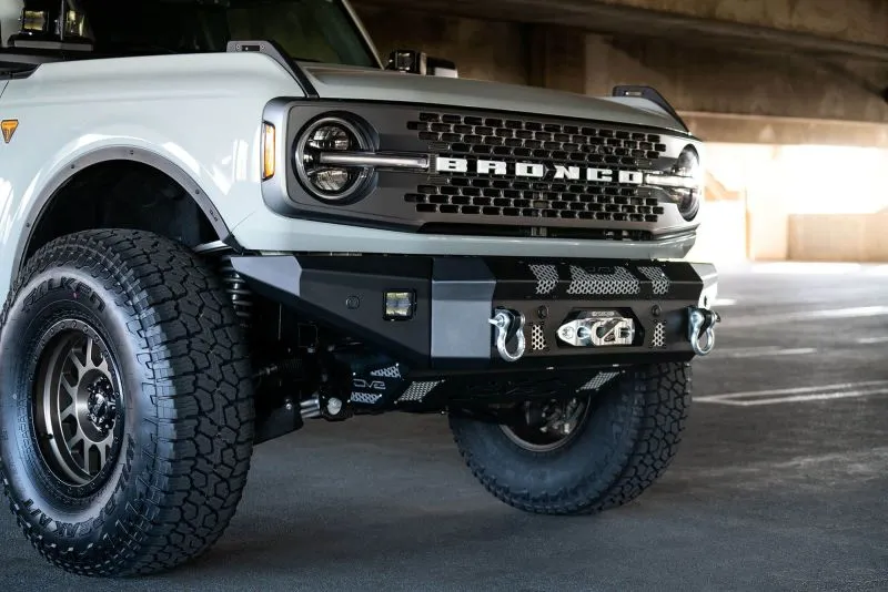 DV8 Offroad 2021  Ford Bronco Front Bumper Winch Capable w/ Optional Bull Bar/Aux Light Opening