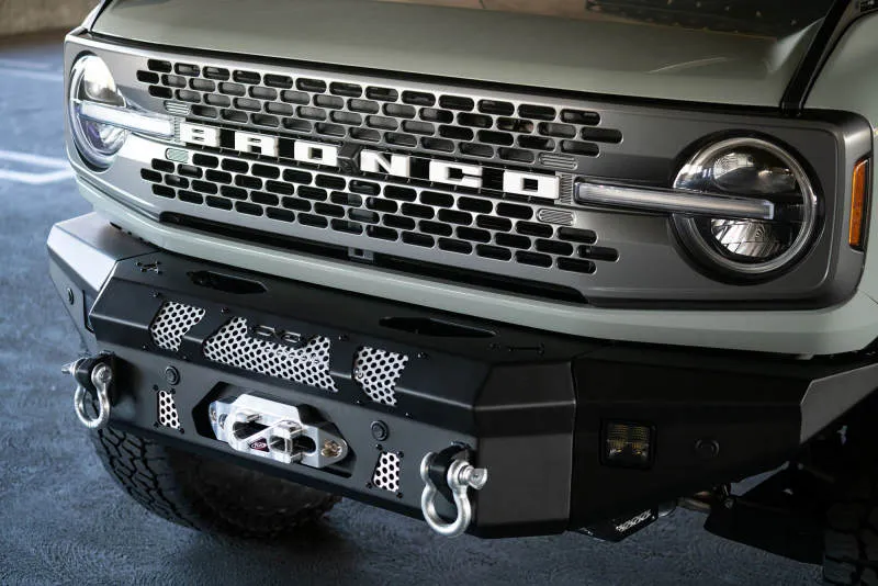 DV8 Offroad 2021  Ford Bronco Front Bumper Winch Capable w/ Optional Bull Bar/Aux Light Opening