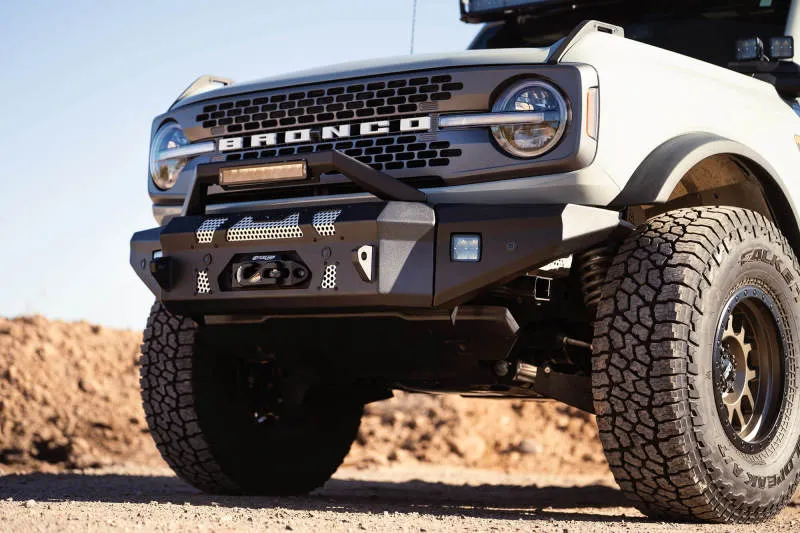 DV8 Offroad 2021  Ford Bronco Front Bumper Winch Capable w/ Optional Bull Bar/Aux Light Opening