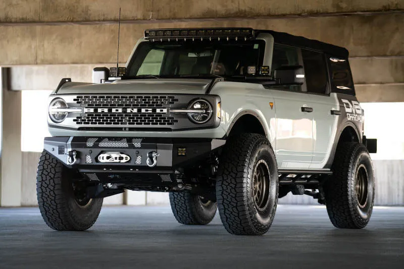 DV8 Offroad 2021  Ford Bronco Front Bumper Winch Capable w/ Optional Bull Bar/Aux Light Opening