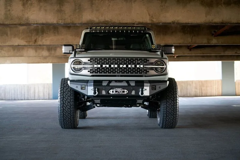 DV8 Offroad 2021  Ford Bronco Front Bumper Winch Capable w/ Optional Bull Bar/Aux Light Opening