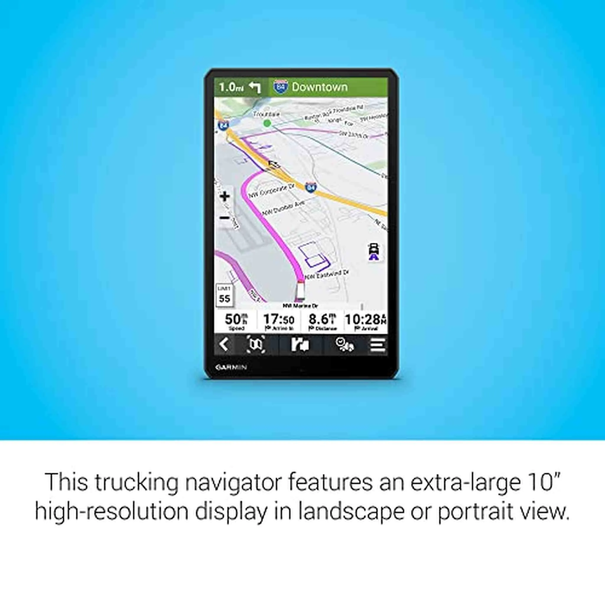 Garmin dēzl™ OTR1010, Extra-Large, Easy-to-Read 10” GPS Truck Navigator, Custom Truck Routing, High-Resolution Birdseye Satellite Imagery, Directory of Truck & Trailer Services