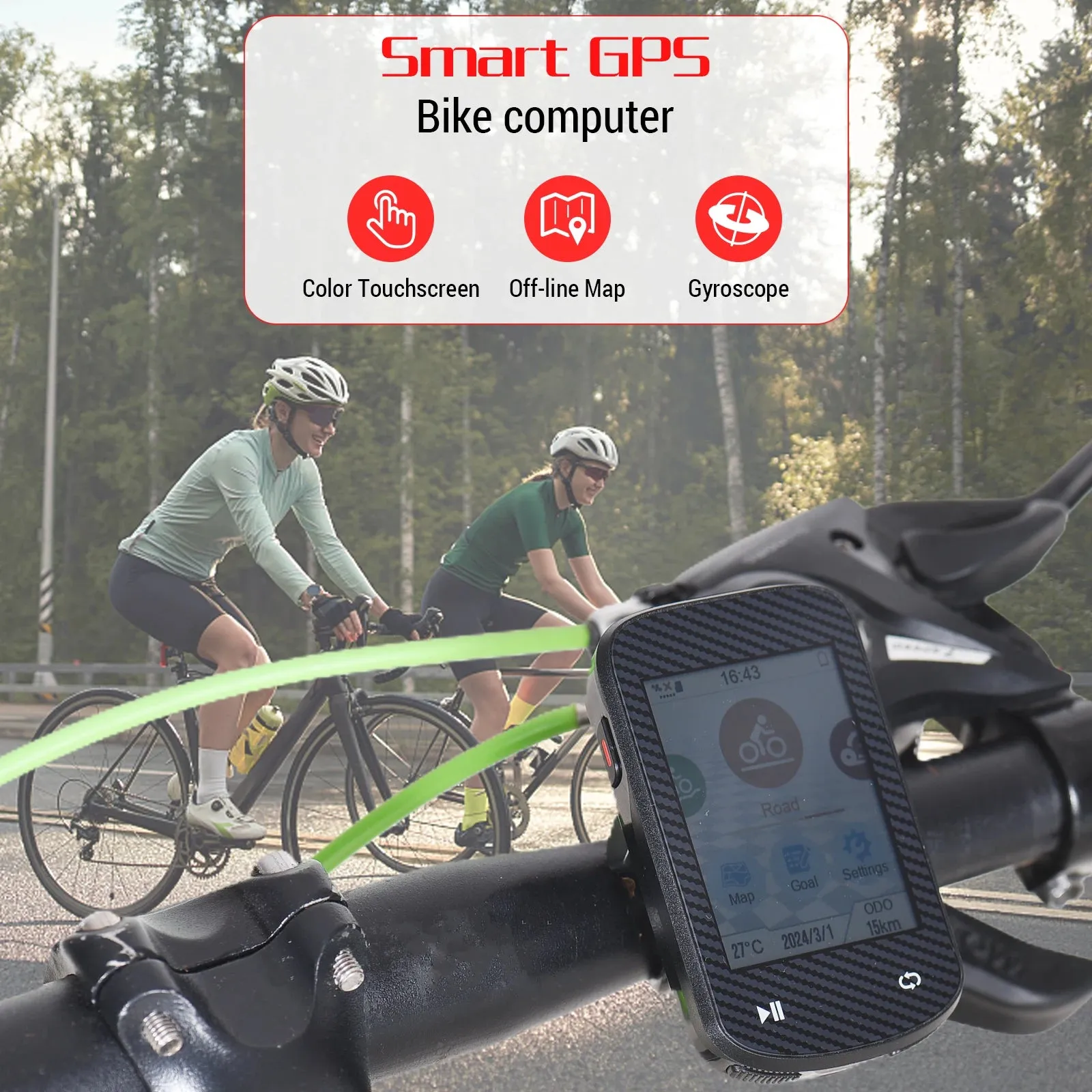 GPS Bike Computer Wireless Waterproof GLONASS ANT  Sensor and BT Compatible Offline Maps Gyroscope Touchscreen Bicycle Computer