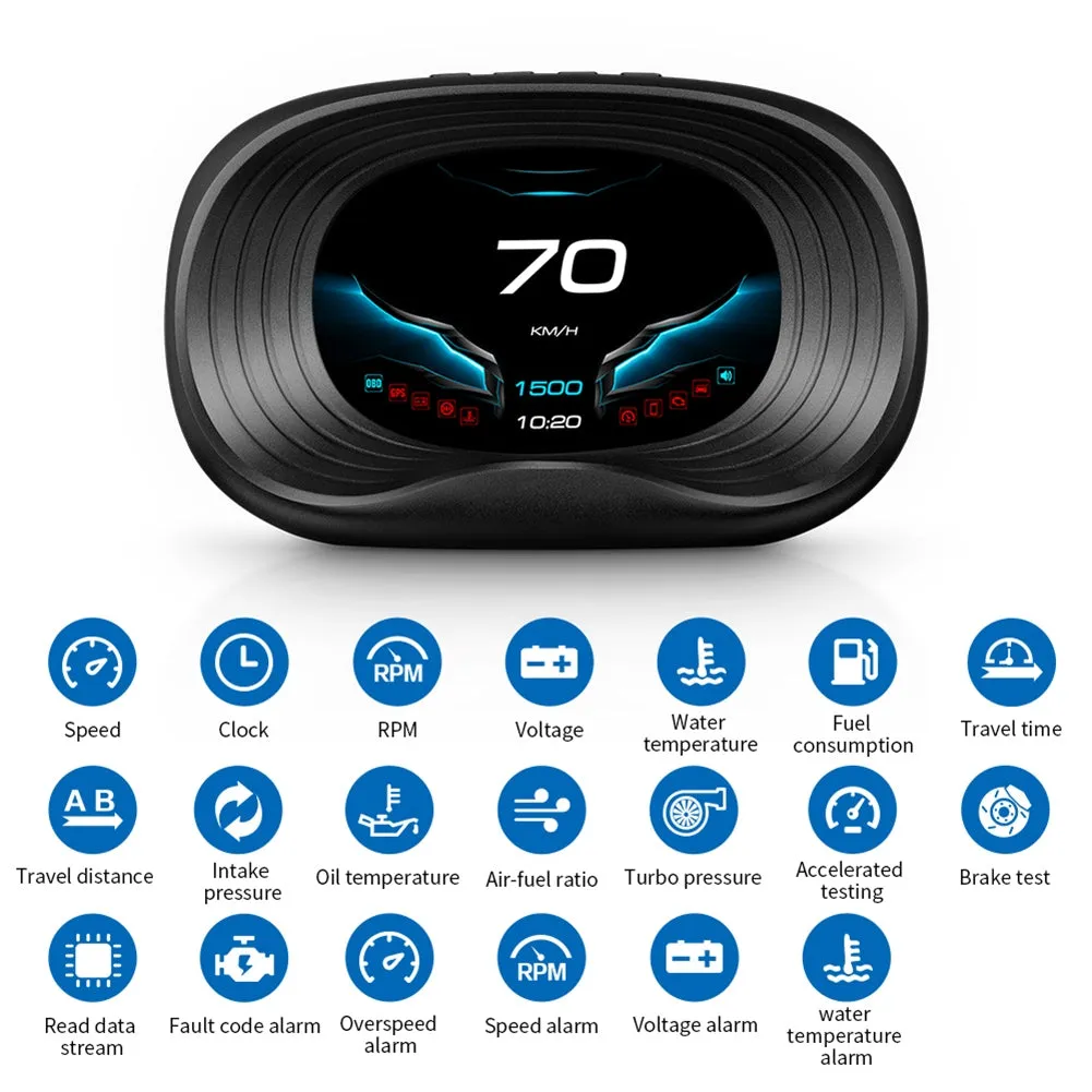 HD Car Hud Head Up Display Obd System Speedometer Speed Alarm