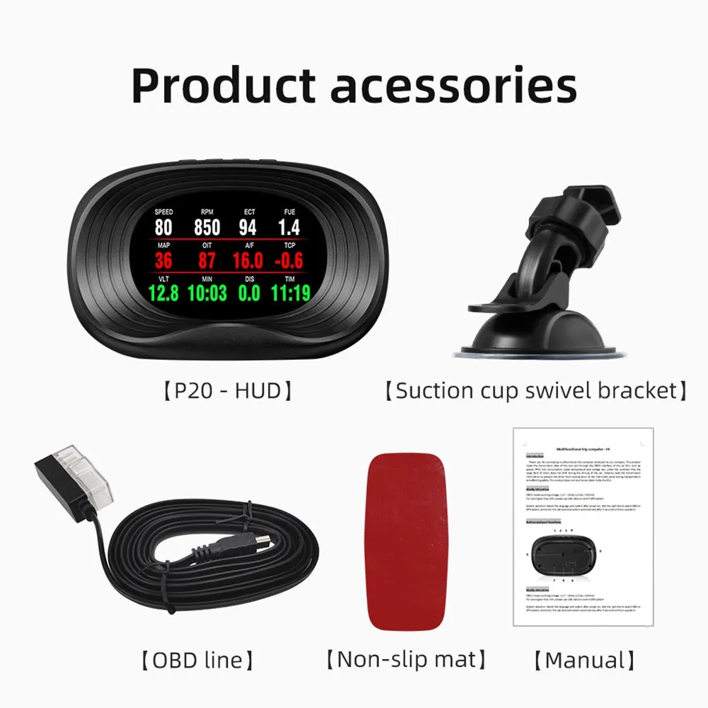 HD Car Hud Head Up Display Obd System Speedometer Speed Alarm