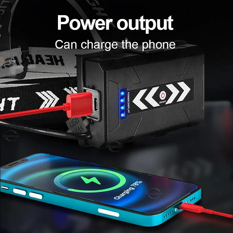 High Power Fishing Headlamp Rechargeable Light Headlight Camping Hiking Led Head Flashlights Can Be Used As A Power Bank